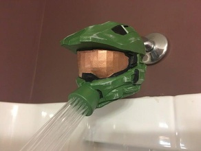 halo master chief cabeça de chuveiro casa banho 3d print model - Mito3D