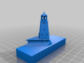 ludington north breakwater lighthouse buildings structures keychain led 3d print model - Mito3D