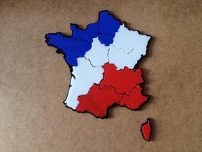 france new regions map puzzle learning carte geography jigsaw 3d print model - Mito3D