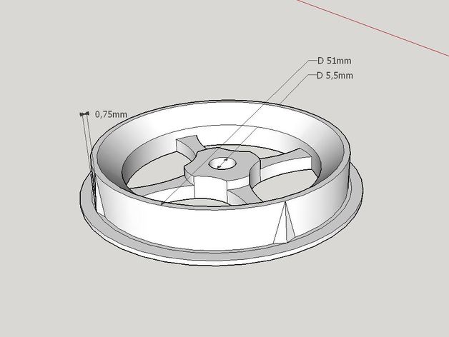 52mm 5mm diameter hole spool holder 3d printer accessories 3D print model - Mito3D