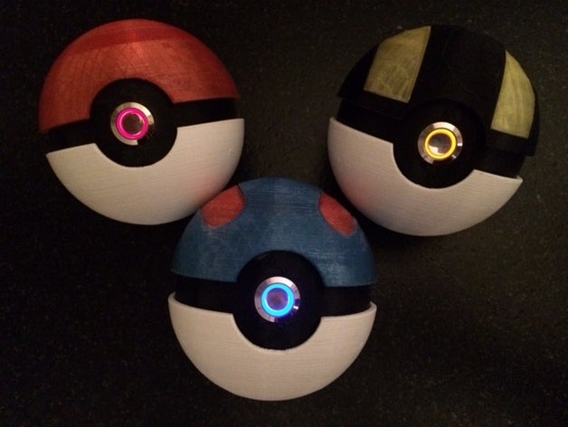 superball haut total 3d de l'impression imprimez en toute simplicité led ledball la lumière pokeball ultraball 3D print model - Mito3D