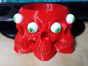 triskullquadraclops candy dish sculptures halloween human skull spooky 3d print model - Mito3D