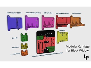 tevo black widow modular carriage 3d printer accessories bl touch e3d hotend titan aero x-carriage 3d print model - Mito3D