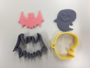 halloween cookie cutter food drink bat ghost happy 3d print model - Mito3D