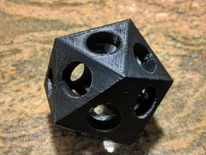 d20 inutilidade calibração de impressoras dados boardgame jogo tabuleiro criado freecad icosaedro rpg tampo mesa teste 3d print model - Mito3D