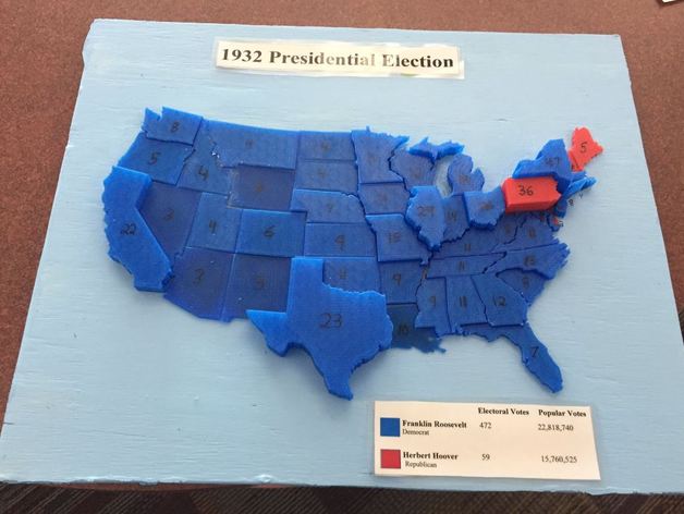 1932 élection présidentielle collège électoral des résultats 3d l'impression 3D print model - Mito3D