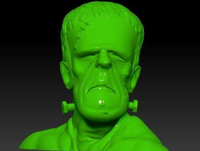 frankenstein remix base appiattita sculture il busto halloween 3d print model - Mito3D