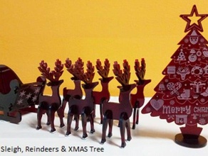 laser cut christmas sleigh reindeer other lasercut 3d print model - Mito3D