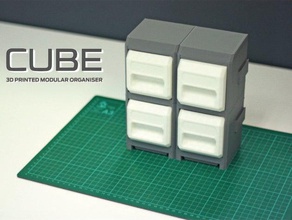 cube modular organiser organization drawer mount stackable box 3d print model - Mito3D