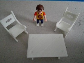 conjunto mesa silla para playmobil model mobilya fourniture minyatür oyuncak 3d print model - Mito3D
