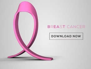 pink ribbon signs logos 3dprintable 3d printing cancer test 3d print model - Mito3D