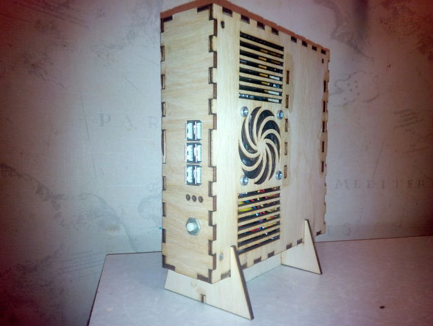 thin mini-itx da madeira compensada computador caso cnc área de trabalho laser 3D print model - Mito3D