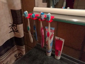 toothbrush holder 8mm glass shelf bathroom 3d print model - Mito3D