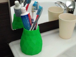 düşük poli diş macunu, fırçası tutucu banyo 3d print model - Mito3D