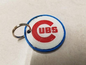 tri color cubs keychain sport outdoors baseball chicago world series 3d print model - Mito3D