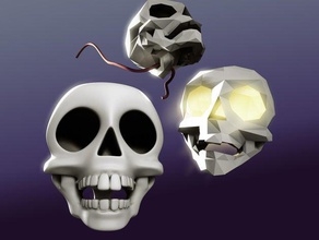 crânios esculturas ossos o dia das bruxas a cabeça horror esqueleto 3d print model - Mito3D