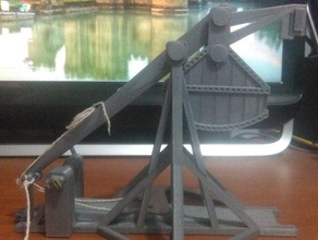 catapulta trabuco réplica varreduras réplicas adorno fisica rotor arte interativa juguete lanzadera medieval refuerza 3d print model - Mito3D