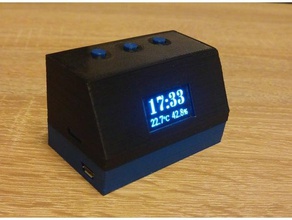 retro-desktop-Temperatur-sensor mit Uhr Wetterstation arduino-basierte 096 oled-display diy Luftfeuchtigkeit 3d print model - Mito3D