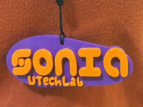 name tag sonia office card nametag utechlab 3d print model - Mito3D
