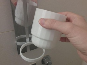 shower cup+holder becher halterung bathroom cup holder shave accessories 3d print model - Mito3D