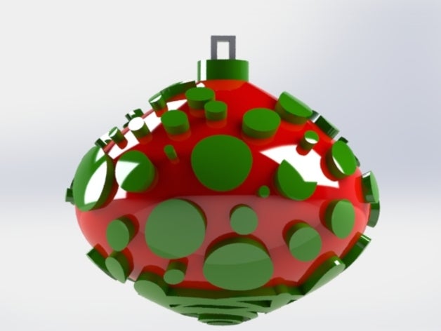ornement de noël décor ampoule les fêtes décoration arbre la points vert des polka rouge 3D print model - Mito3D