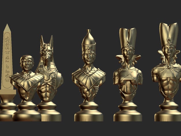 complete egypt chess set 3D print model - Mito3D