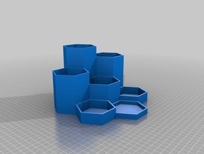 staggered parametric hex desk tidy office customized organizer pencil pot pen holder storage 3d print model - Mito3D