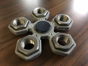 fidget hand quintuple spinner 5xm14 hex nuts mechanical toys bearing holder toy 3d print model - Mito3D
