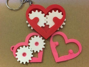 heart gear keychain keychains 3dprintable 3d printing toy ffcp ffcpro fidget gears pendant valentines day original prusa i3 mk2 toys games trinket 3d print model - Mito3D