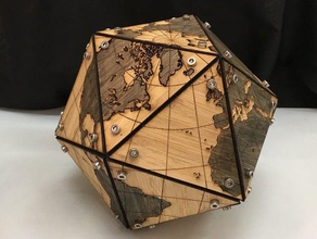 dymaxion map fuller projection 3d math art buckminster icosahedron lasercut 3d print model - Mito3D