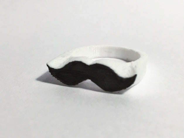 anel bigode anéis 3d moda jóias movember bigodes 3D print model - Mito3D