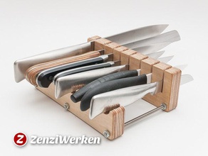 dois-parte, bloco de faca cnclaser a cozinha jantar router do cnc porta-faca lasercut madeira compensada stepcraft zenziwerken 3d print model - Mito3D
