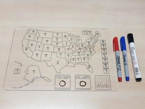 election night map interactive art 3d print model - Mito3D
