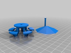 mesa con sombrilla 3d stampa 3d print model - Mito3D