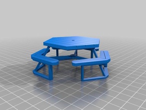 hex picnic bench outdoor garden 3d print model - Mito3D