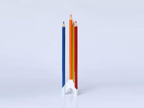 rocket pencil stand office 3d print model - Mito3D