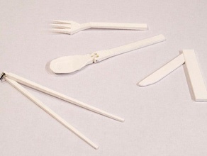 utensílios de mordida volta do agregado familiar chopstick taça garfo faca spike spikey colher 3d print model - Mito3D