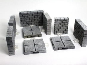 openlock cut-stone walls toy game accessories dnd tiles dungeon miniatures openforge openforge2 pathfinder rpg tabletop terrain 3d print model - Mito3D