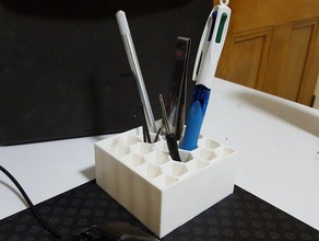 calibration box desk organiser office cube organizer hexagon pen holder 3d print model - Mito3D