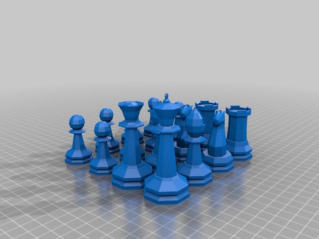 low poly chess set 3D print model - Mito3D