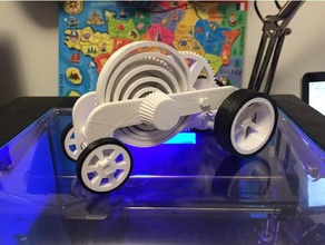 pla spring motor rolling car easy mount mechanical toys construction windup 3d print model - Mito3D