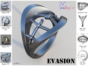 bague &eacutevasion rings bijou bijoux jewelry 3d print model - Mito3D