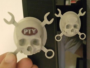 pty makerskull 3d printer accessories printed badge badges hackerspace hackerspacesg hex-wrench panama skill skull crossbones 3d print model - Mito3D