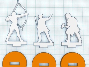 silhouette minis set 3 bow spear hammer toys games 3d print model - Mito3D