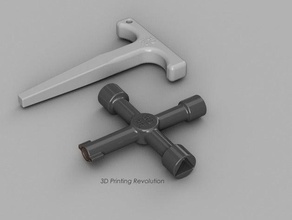 utility keys 4 way service key square drive hand tools 3d print model - Mito3D