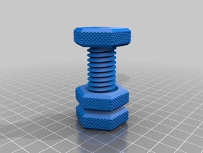 knurled bolt captive nut mechanical toys 3d print model - Mito3D