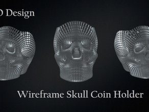 wireframe skull coin holder art 2016 3diy original 3d model awesome coins cool human new make sculpture timelapse youtube video 3d print model - Mito3D