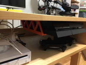 ps4 undershelf holder v10 video games playstation 4 mount sony 3d print model - Mito3D