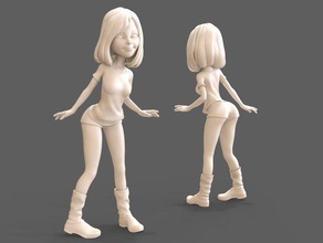 posed cartoon girl people 3d print model - Mito3D