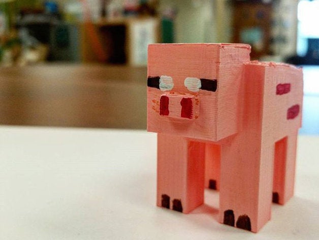 minecraft cochon 3d de l'impression animaux chiffres 3D print model - Mito3D